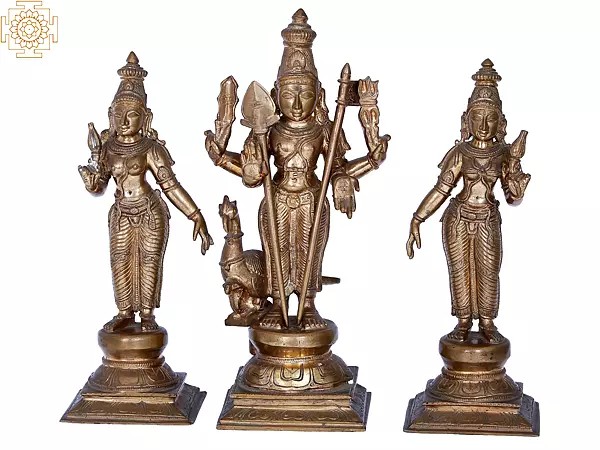 12'' Panchaloha Bronze Murugan set Idol from Swamimalai | Madhuchista Vidhana (Lost-Wax)