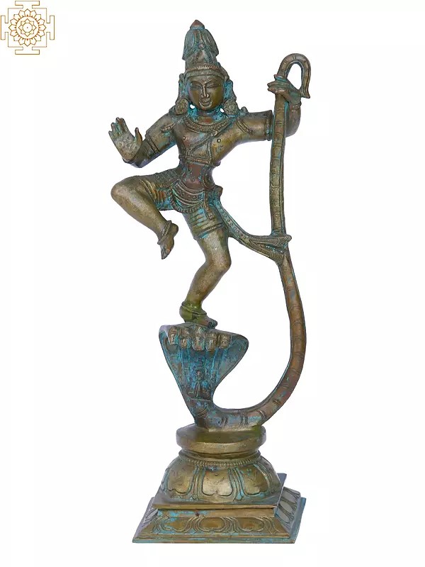 13'' Kaliya Krishna | Madhuchista Vidhana (Lost-Wax) | Panchaloha Bronze from Swamimalai