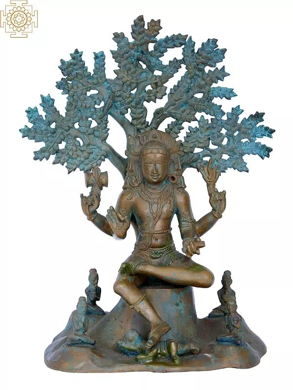 13'' Dakshinamurthy Shiva Panchaloha Bronze Statue from Swamimalai | Madhuchista Vidhana (Lost-Wax)