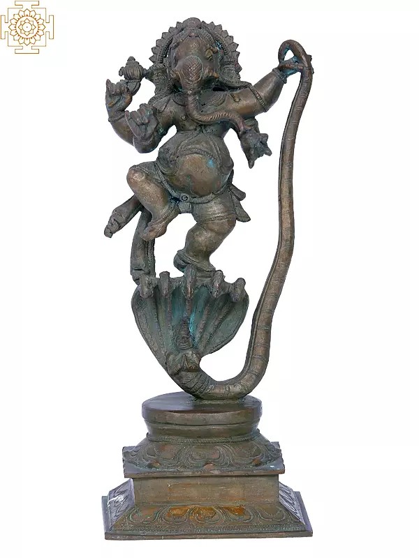 13'' Ananda Nritya Ganesha Panchaloha Bronze Statue from Swamimalai | Madhuchista Vidhana (Lost-Wax)