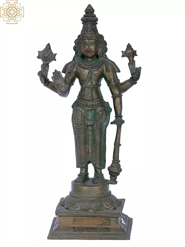 12'' Satya Narayan | Madhuchista Vidhana (Lost-Wax) | Panchaloha Bronze from Swamimalai