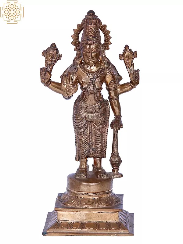 9'' Satya Narayan | Madhuchista Vidhana (Lost-Wax) | Panchaloha Bronze from Swamimalai