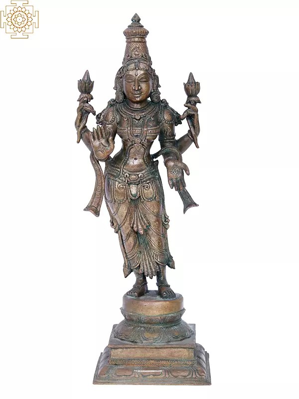 17'' Standing Lakshmi Statue | Madhuchista Vidhana (Lost-Wax) | Panchaloha Bronze from Swamimalai