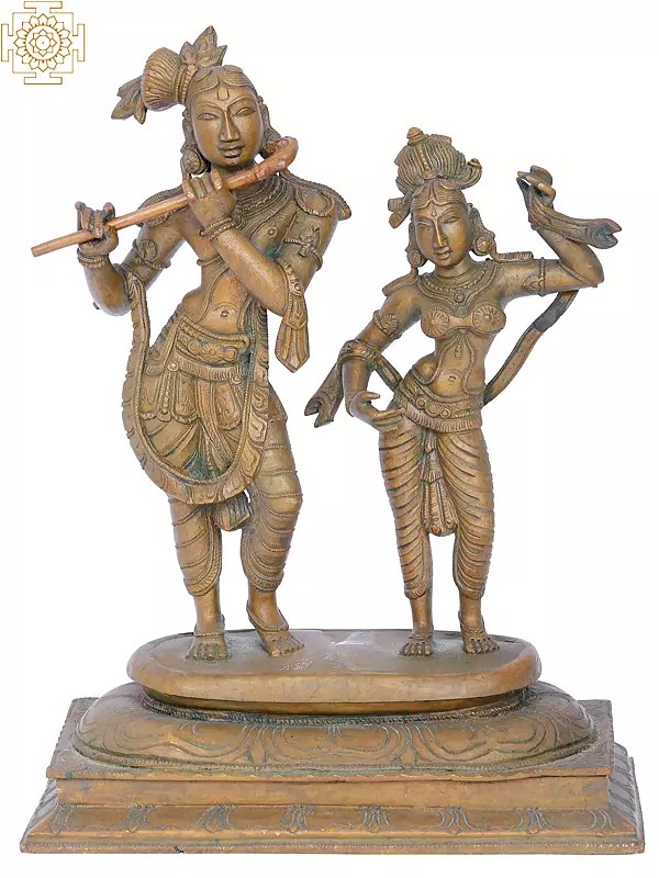 12'' Radha Krishna | Madhuchista Vidhana (Lost-Wax) | Panchaloha Bronze from Swamimalai