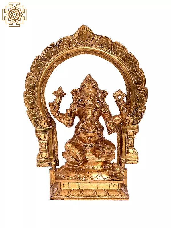 10'' Ganesha Seated on Throne | Madhuchista Vidhana (Lost-Wax) | Panchaloha Bronze from Swamimalai