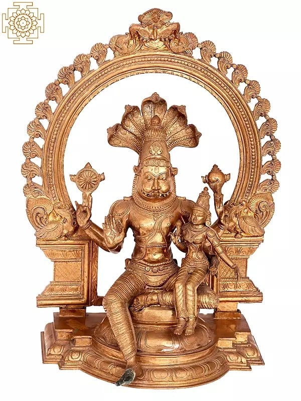 22'' Lord Narasimha with Goddess Lakshmi | Madhuchista Vidhana (Lost-Wax) | Panchaloha Bronze from Swamimalai