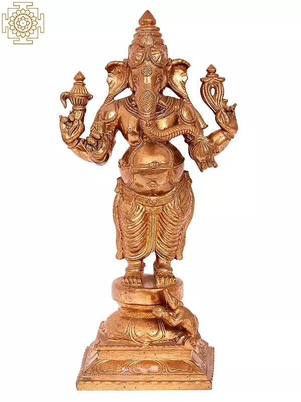 13'' Standing Ganesha | Madhuchista Vidhana (Lost-Wax) | Panchaloha Bronze from Swamimalai