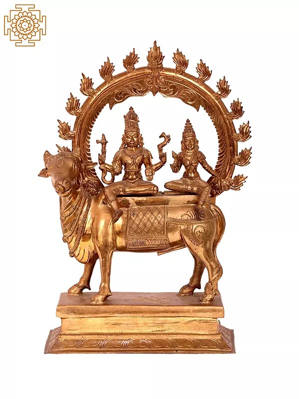 16'' Pradosha Moorthy (Shiva Parvati) | Madhuchista Vidhana (Lost-Wax) | Panchaloha Bronze from Swamimalai