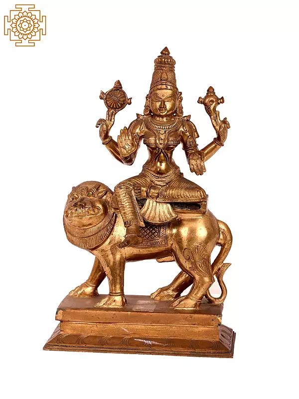 14'' Devi Durga Statue: Panchaloha Bronze (Lost-Wax Casting)