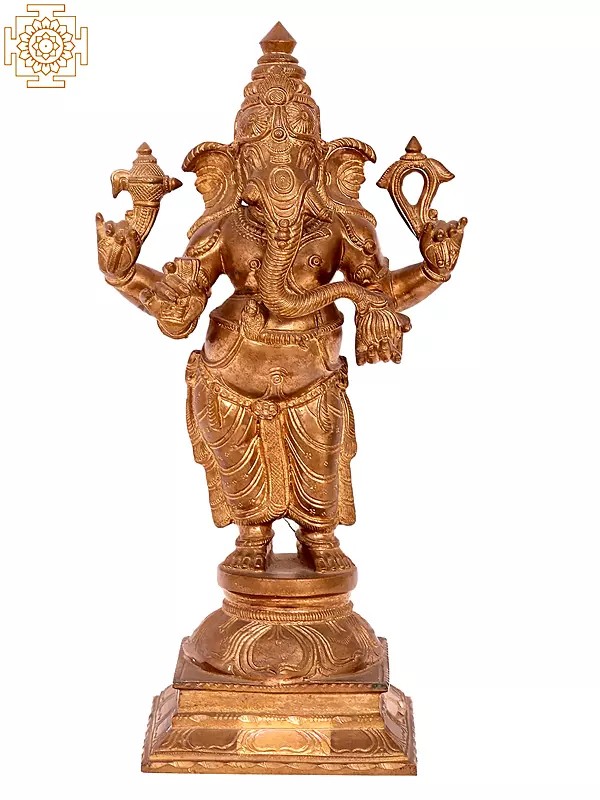 15'' Standing Ganesha Panchaloha Bronze Statue from Swamimalai | Madhuchista Vidhana (Lost-Wax)