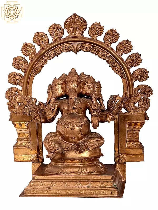 17'' Panchamukhi Ganesha | Madhuchista Vidhana (Lost-Wax) | Panchaloha Bronze from Swamimalai
