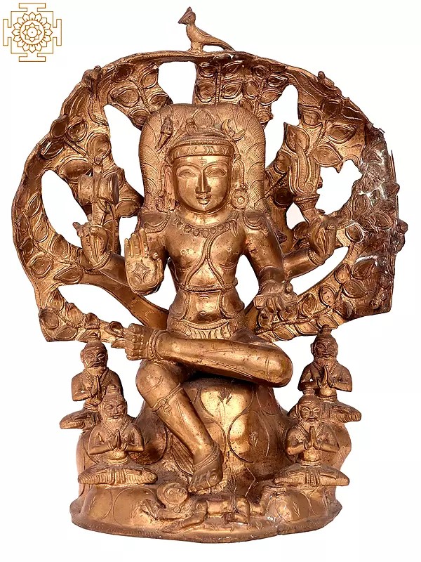 15'' Dakshinamurthy Shiva Bronze Statue | Madhuchista Vidhana (Lost-Wax) | Panchaloha Bronze from Swamimalai