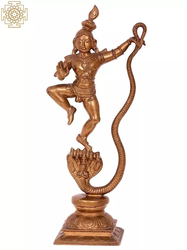 14'' Kaliya Krishna | Madhuchista Vidhana (Lost-Wax) | Panchaloha Bronze from Swamimalai