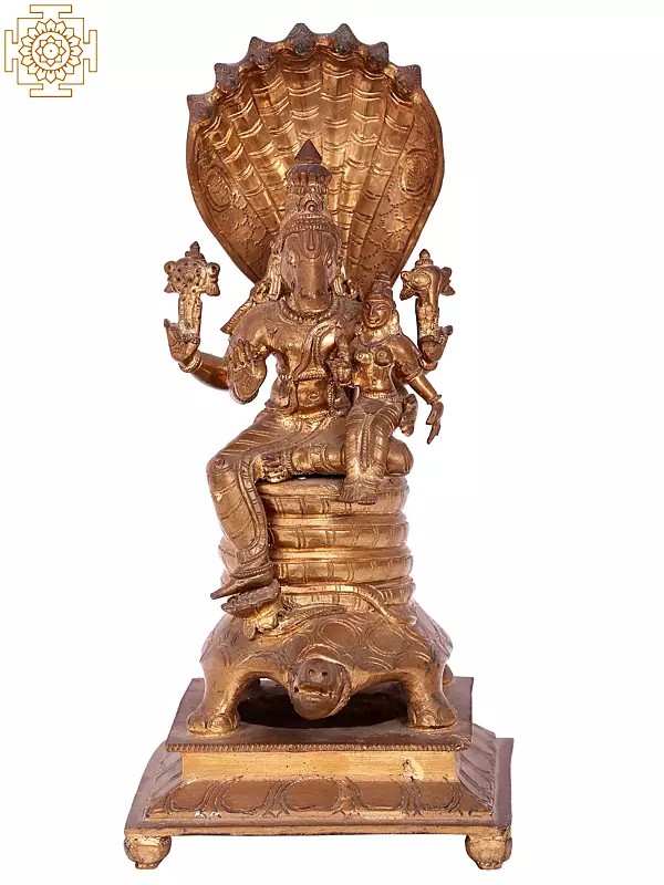 11'' Hayagreeva Bronze Idol with Goddess Lakshmi | Madhuchista Vidhana (Lost-Wax) | Panchaloha Bronze from Swamimalai
