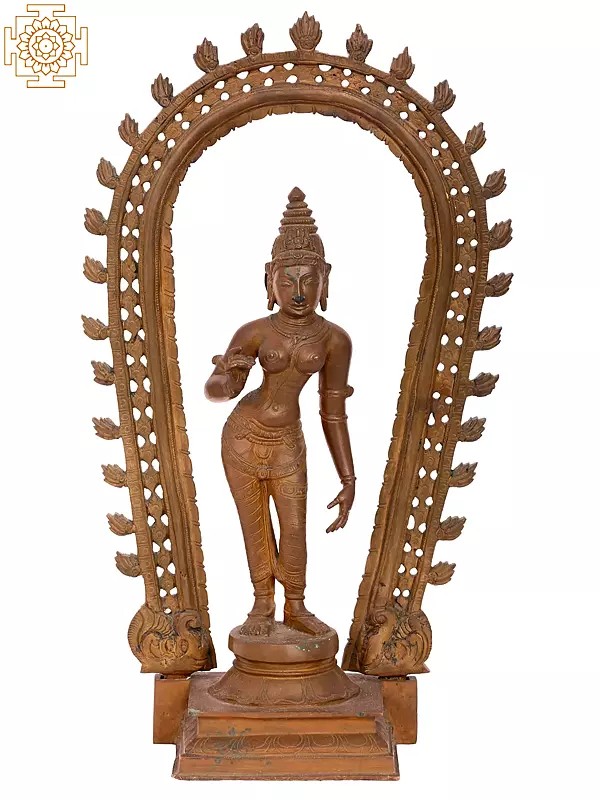 14'' Devi Parvati Panchaloha Bronze Statue from Swamimalai | Madhuchista Vidhana (Lost-Wax)
