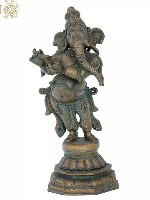 12'' Writing Ganesha | Madhuchista Vidhana (Lost-Wax) | Panchaloha Bronze from Swamimalai