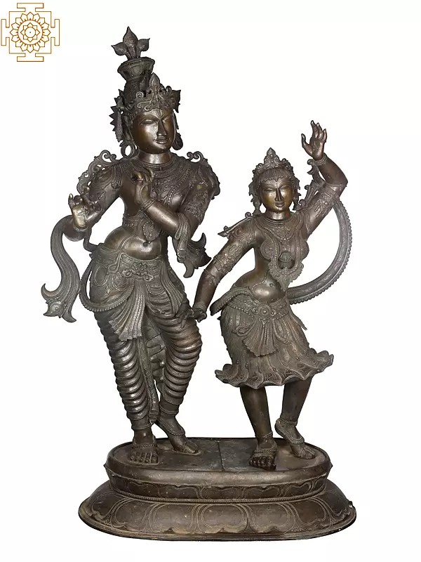 60'' Superfine Large Radha Krishna | Madhuchista Vidhana (Lost-Wax) | Panchaloha Bronze from Swamimalai (Shipped by Sea)
