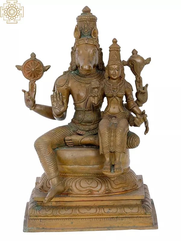 11'' Lord Hayagreeva Avatar of Vishnu with Goddess Lakshmi | Madhuchista Vidhana (Lost-Wax) | Panchaloha Bronze from Swamimalai