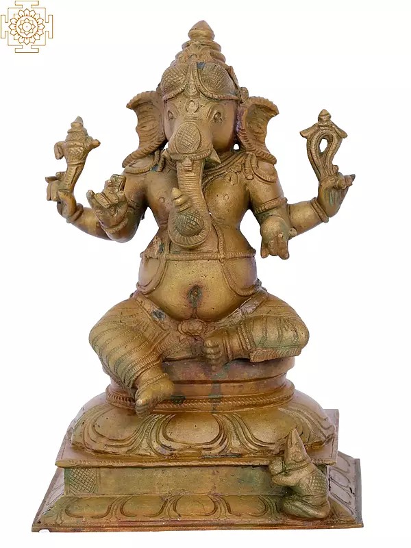 10'' Sitting Ganesha | Madhuchista Vidhana (Lost-Wax) | Panchaloha Bronze from Swamimalai