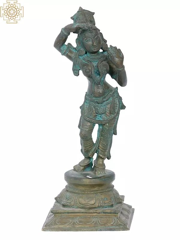 12'' Bronze Mirror Lady | Madhuchista Vidhana (Lost-Wax) | Panchaloha Bronze from Swamimalai