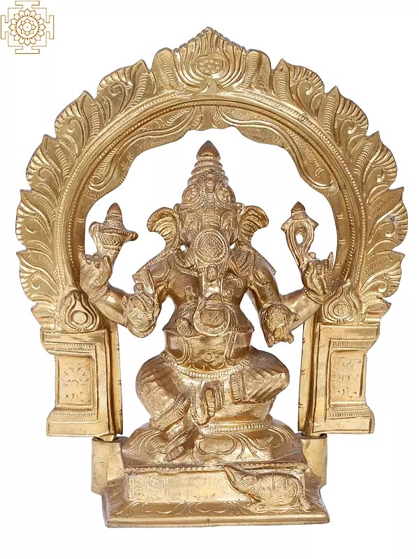 12'' Ganesha Seated on Throne | Madhuchista Vidhana (Lost-Wax) | Panchaloha Bronze from Swamimalai
