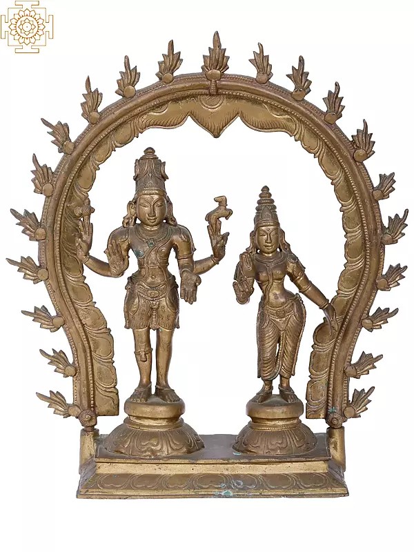 12'' Shiva Parvati | Madhuchista Vidhana (Lost-Wax) | Panchaloha Bronze from Swamimalai