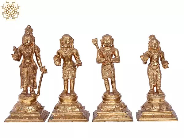 11'' Nalvar Set | Madhuchista Vidhana (Lost-Wax) | Panchaloha Bronze from Swamimalai