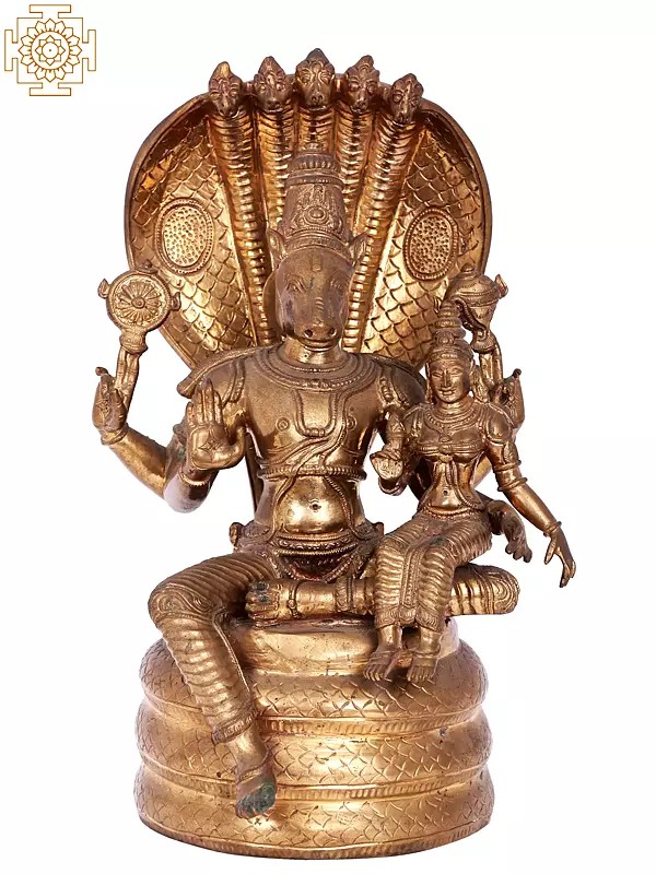 12'' Hayagreeva Avatar of Vishnu with Goddess Lakshmi | Madhuchista Vidhana (Lost-Wax) | Panchaloha Bronze from Swamimalai
