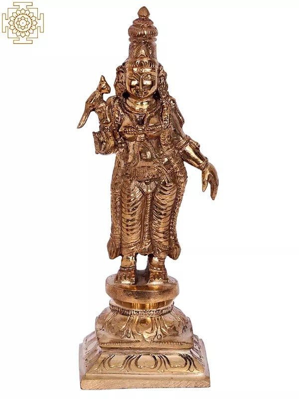 6'' Goddess Meenakshi Bronze Statue | Madhuchista Vidhana (Lost-Wax) | Panchaloha Bronze from Swamimalai