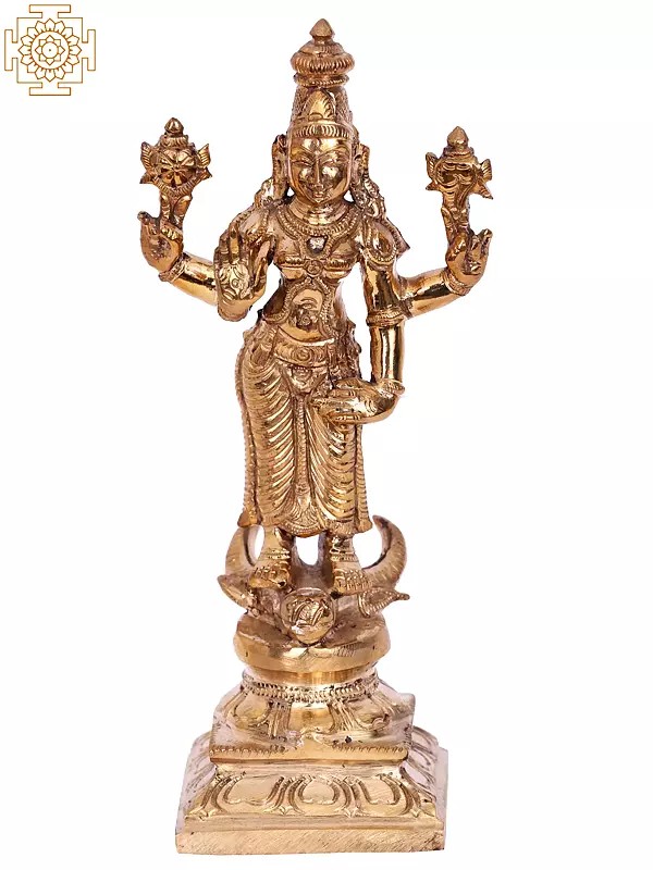 7'' Standing Goddess Vishnu Durga | Madhuchista Vidhana (Lost-Wax) | Panchaloha Bronze from Swamimalai