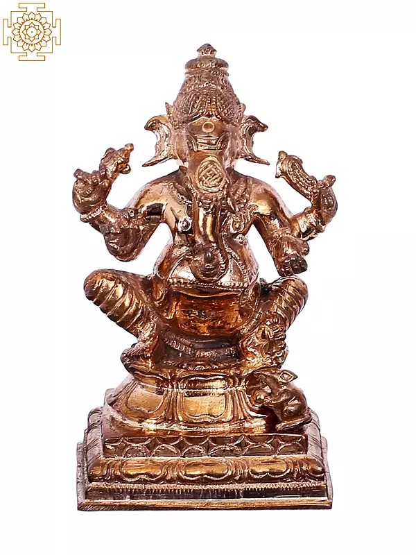 3'' Small Sitting Lord Ganesha | Madhuchista Vidhana (Lost-Wax) | Panchaloha Bronze from Swamimalai