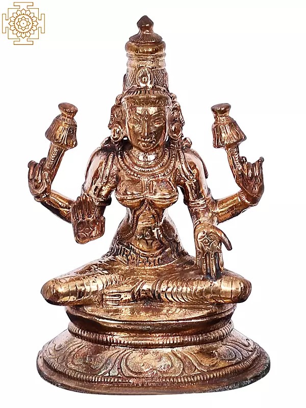 3'' Small Goddess Lakshmi | Madhuchista Vidhana (Lost-Wax) | Panchaloha Bronze from Swamimalai