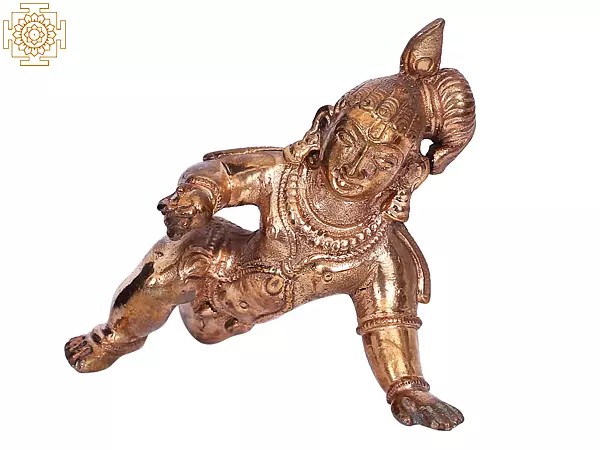 2'' Small Crawling Krishna | Madhuchista Vidhana (Lost-Wax) | Panchaloha Bronze from Swamimalai