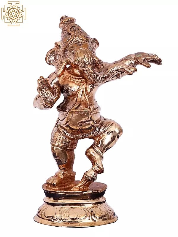 4'' Small Dancing Ganesha | Madhuchista Vidhana (Lost-Wax) | Panchaloha Bronze from Swamimalai