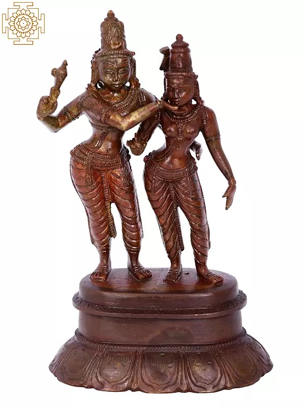6" Shiva Parvati Panchaloha Bronze Statue from Swamimalai