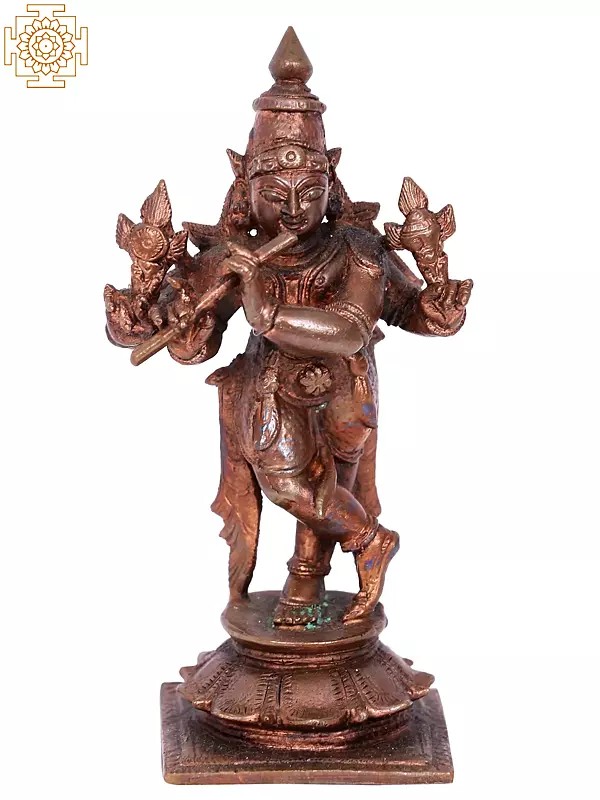 4" Small Lord Venugopal | Madhuchista Vidhana (Lost-Wax) | Panchaloha Bronze from Swamimalai
