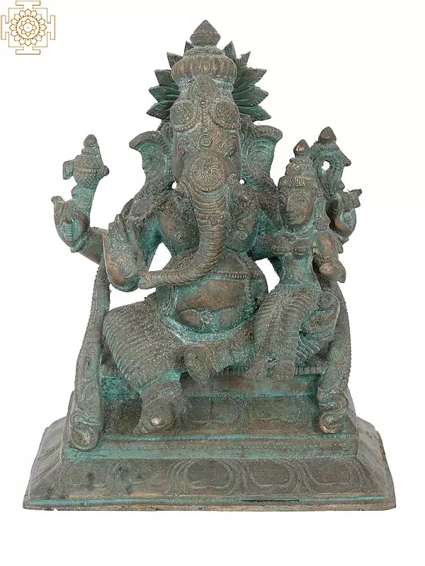 6" Shakti Ganpati Bronze Statue | Madhuchista Vidhana (Lost-Wax) | Panchaloha Bronze from Swamimalai