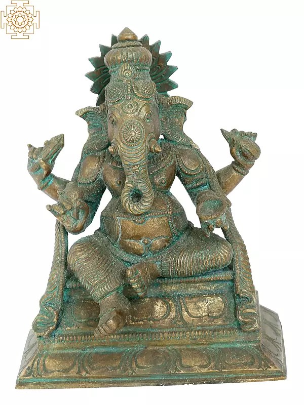 7’’ Bhakti Ganapati Bronze Statue | Madhuchista Vidhana (Lost-Wax) | Panchaloha Bronze from Swamimalai