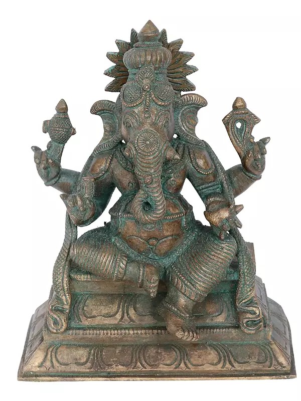 7” Vijaya Ganapati Bronze Statue | Madhuchista Vidhana (Lost-Wax) | Panchaloha Bronze from Swamimalai