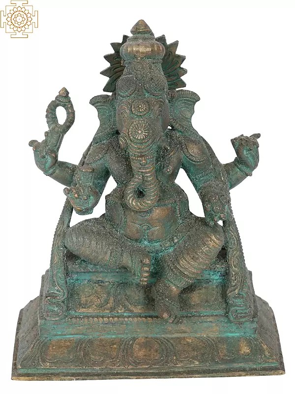7” Ekadanta Ganapati Bronze Statue | Madhuchista Vidhana (Lots-Wax) | Panchaloha Bronze from Swamimalai
