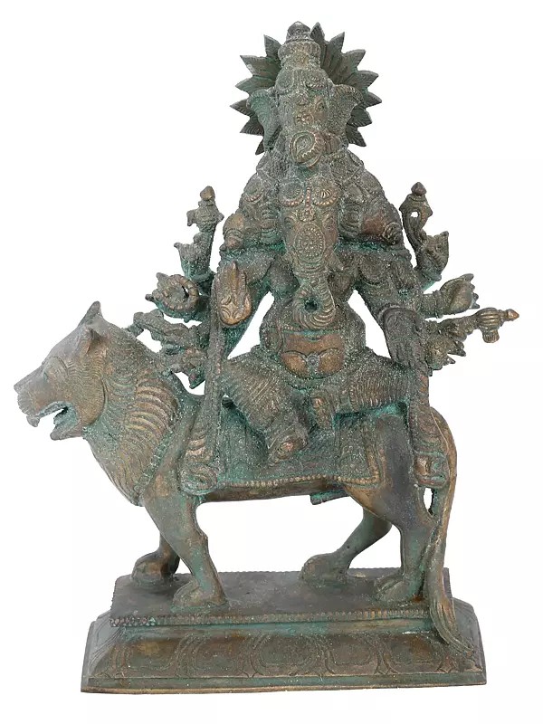 9" Heramba Ganesha | Madhuchista Vidhana (Lost-Wax) | Panchaloha Bronze from Swamimalai