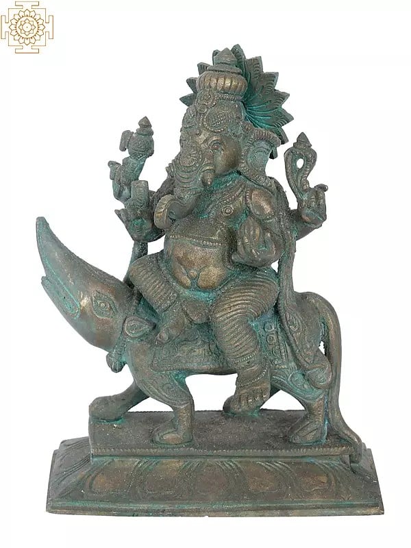 7" Shrishti Ganapati Bronze Statue | Madhuchista Vidhana (Lost-Wax) | Panchaloha Bronze from Swamimalai