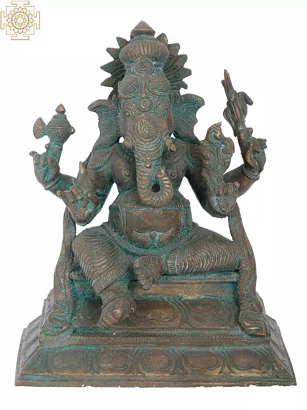 7" Siddhi Ganapati Bronze Statue | Madhuchista Vidhana (Lost Wax) | Panchaloha Bronze from Swamimalai