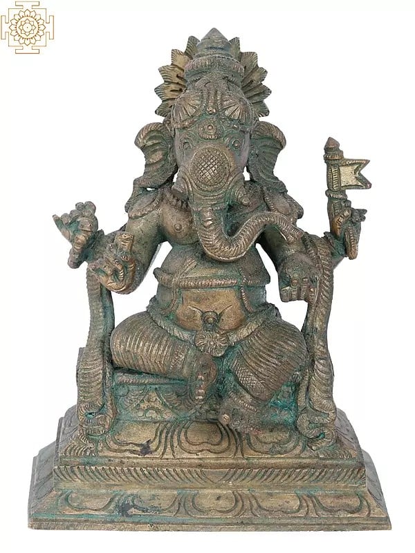 7" Ekadanta Ganapati Bronze Statue | Madhuchista Vidhana (Lost-Wax) | Panchaloha Bronze from Swamimalai