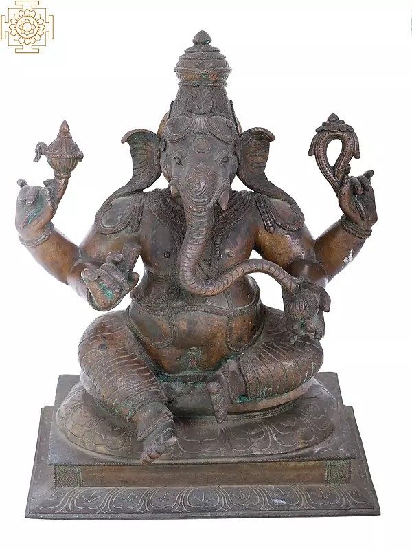 22" Lord Ganesha Statue | Madhuchista Vidhana (Lost-Wax) | Panchaloha Bronze from Swamimalai