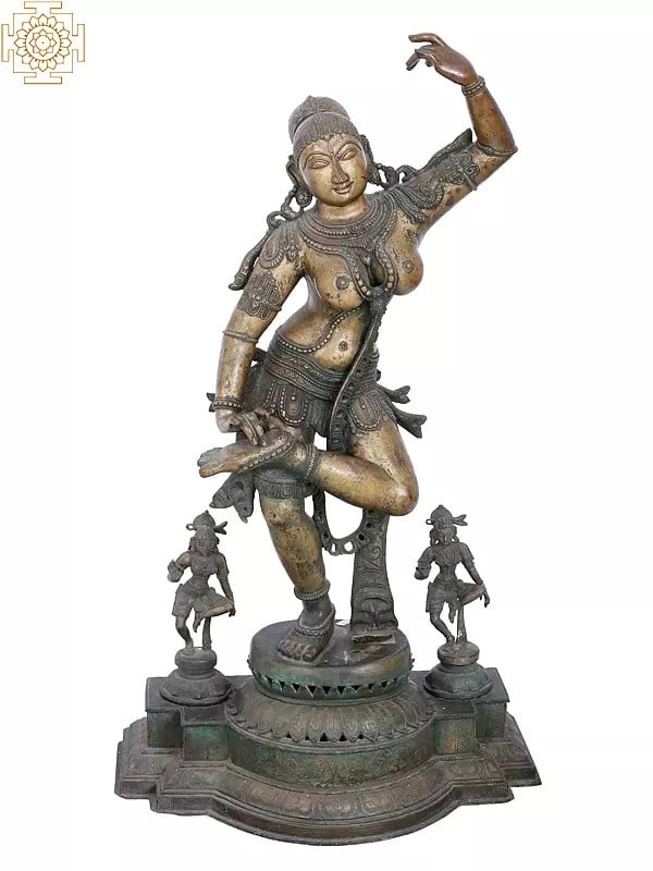 33" Large Dancing Lady | Madhuchista Vidhana (Lost-Wax) | Panchaloha Bronze from Swamimalai