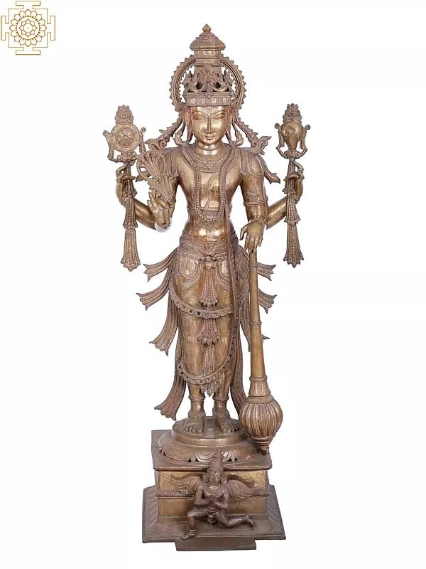 48" Large Lord Perumal | Hoysala Art | Madhuchista Vidhana (Lost-Wax) | Panchaloha Bronze from Swamimalai