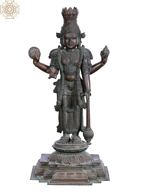 33'' Lord Guruvayurappan (Vishnu) | Madhuchista Vidhana (Lost-Wax) | Panchaloha Bronze from Swamimalai