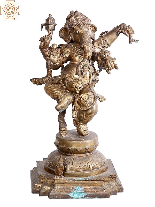 34'' Large Dancing Lord Ganesha Statue | Madhuchista Vidhana (Lost-Wax) | Panchaloha Bronze from Swamimalai