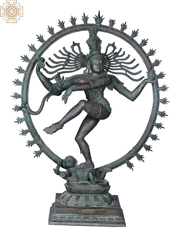 48'' Large Dancing Shiva (Nataraja)| Madhuchista Vidhana (Lost-Wax) | Panchaloha Bronze from Swamimalai